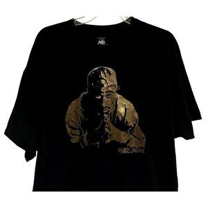 Tupac Mens Black Poetic Justice Graphic Short Sleeve T-Shirt Sz XL Gold Foil